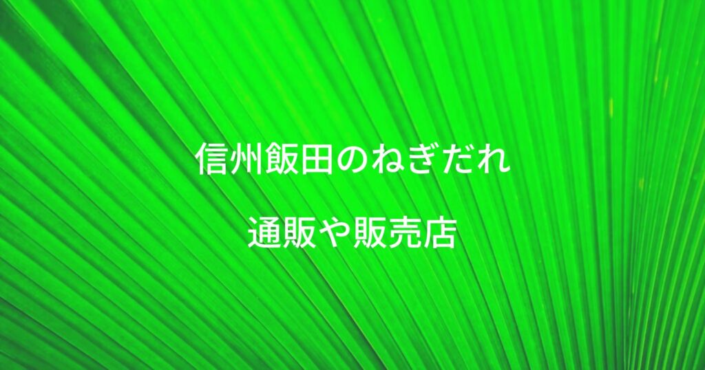 信州飯田のねぎだれの通販や販売店